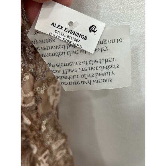 NWT Alex Evenings Womens Rose Gold Cap Sleeve Embroidered Fit and Flare Dress 14 - Picture 10 of 15
